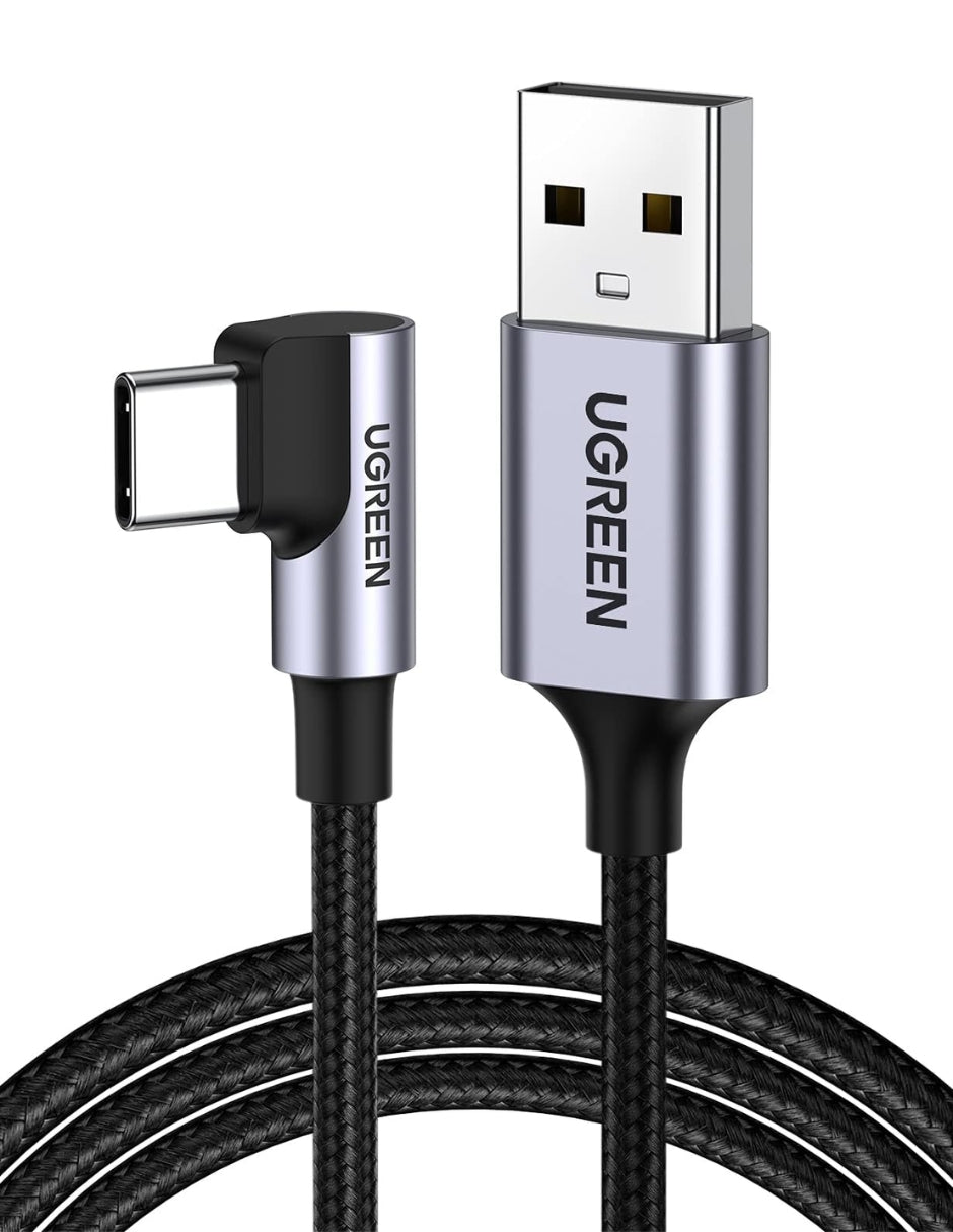 UGREEN Cable Usb C 90 Grados 2m, 18W Carga Rápida Gris