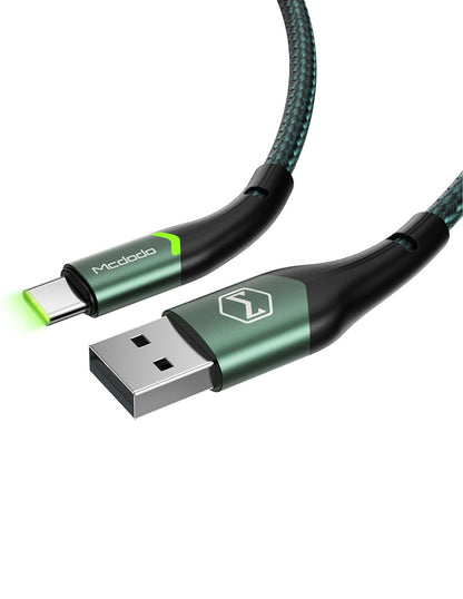 Cable Tipo C con Indicador LED Carga Rápida 1m Verde