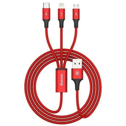 Cable 3 En 1 Uso Rudo - Micro/ Lightning / Tipo C