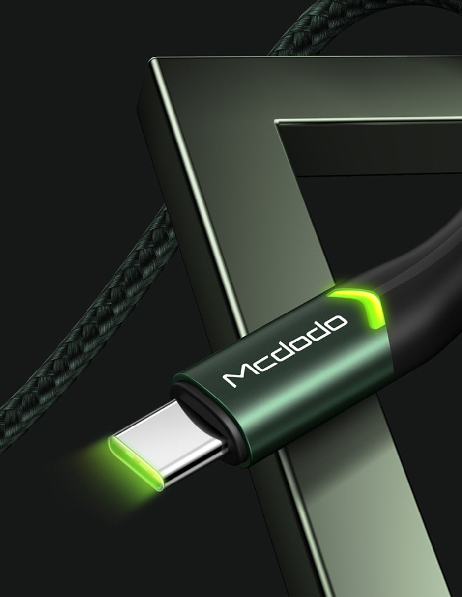 Cable Tipo C con Indicador LED Carga Rápida 1m Verde