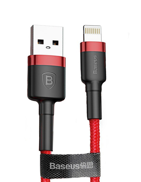 Cable Para iPhone Reforzado Carga Rápida Uso Rudo 1 Metro-Rojo